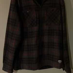 WESC Men's Plaid Flannel Zip Up Jacket XL- Made in Sweden